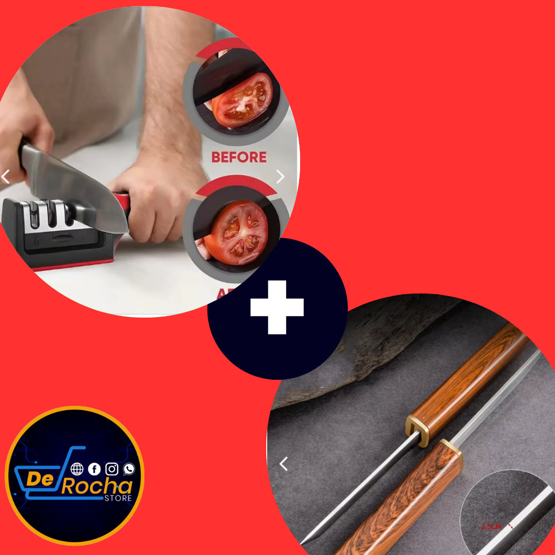 combo afilador de cuchillo+cuchillo 2en1